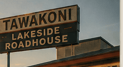 Lake Tawakoni sunrise and roadhouse storefront